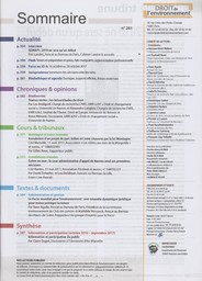 Droit de l'environnement. 261, Jeudi 9 Novembre 2017 | 